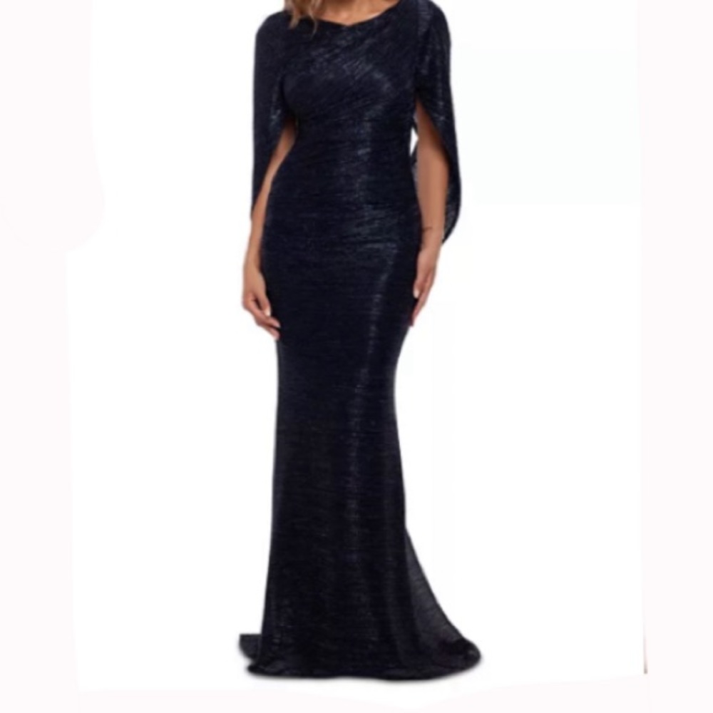 Betsy & Adams Metallic Cape Gown size- 4US